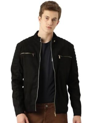 Black Men's Suede Faux Leather Jacket