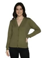 Women's V-Neck Knit Button Down Cardigan Sweater | Soft Stretchable(Green)