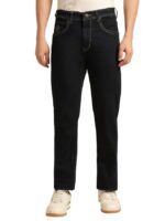 Blue Men's Solid Regular Fit Casual Jeans