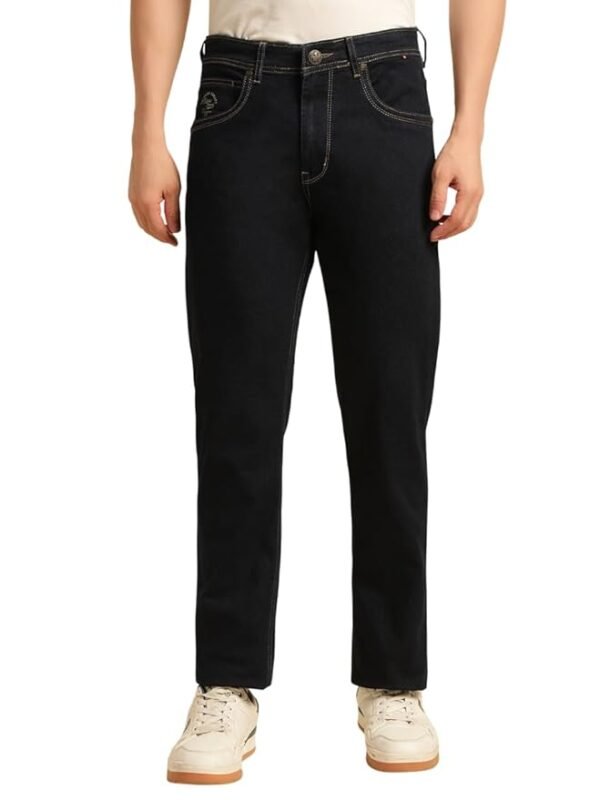 Blue Men's Solid Regular Fit Casual Jeans