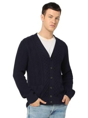 Men's Cotton Casual Sweater(Navy Blue)