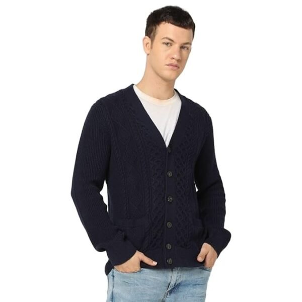 Men's Cotton Casual Sweater(Navy Blue)