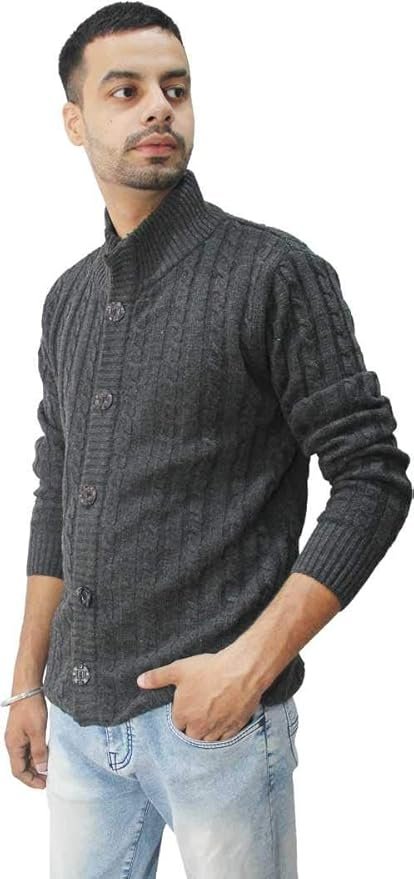Men Woolen Buttoned Sweater Full Sleeves