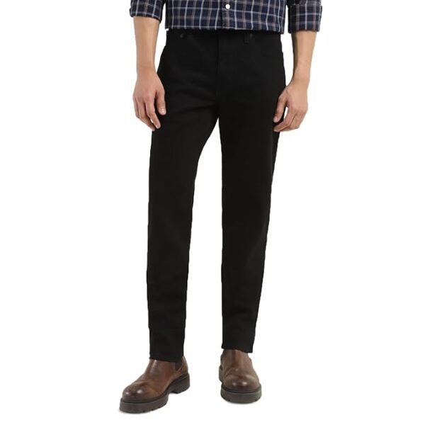Men's  Slim Fit Mid Rise Jeans(Solid Black)