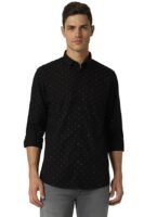 Black Men's Slim Fit Casual Shirt |100% Cotton | Micro Ditsy Print| Full Sleeve