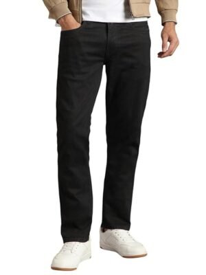 Men's Slim Fit Stretch Fabric for Comfort Premium Wash Aesthetic Authentic Twill(Black)