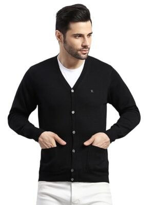 Men's Regular Fit Solid Pattern V Neck Button Closure Full Sleeve Winter Cardigan | Warm Woolen Sweater for Men | Stylish Full Sleeve Knitted Cardigan