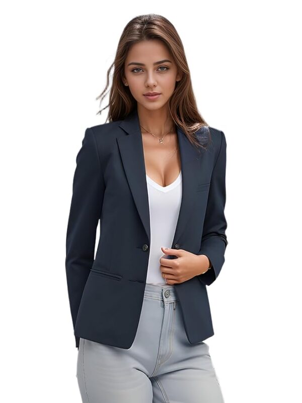Casual Blazer for Women, Elegant Satin Coat for Office & Party Use(Blue)