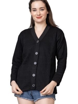 Women Sweater for Winter Woolen Acrylic Full Sleeves V Neck Stylish Design Cardigan Girls/Ladies