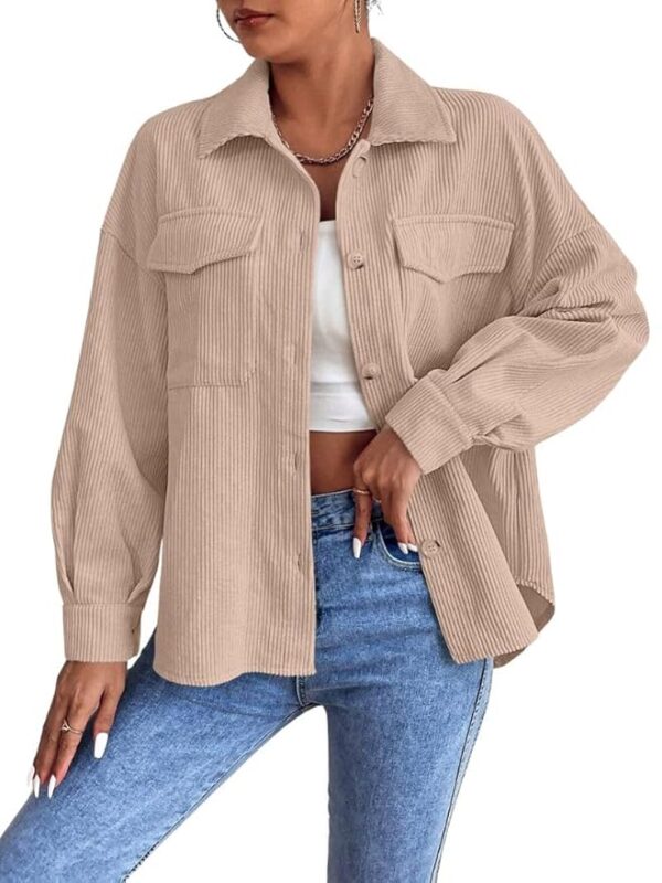Women Poly Lycra Standard Length Oversized Jacket Korean Style Casual (Beige)