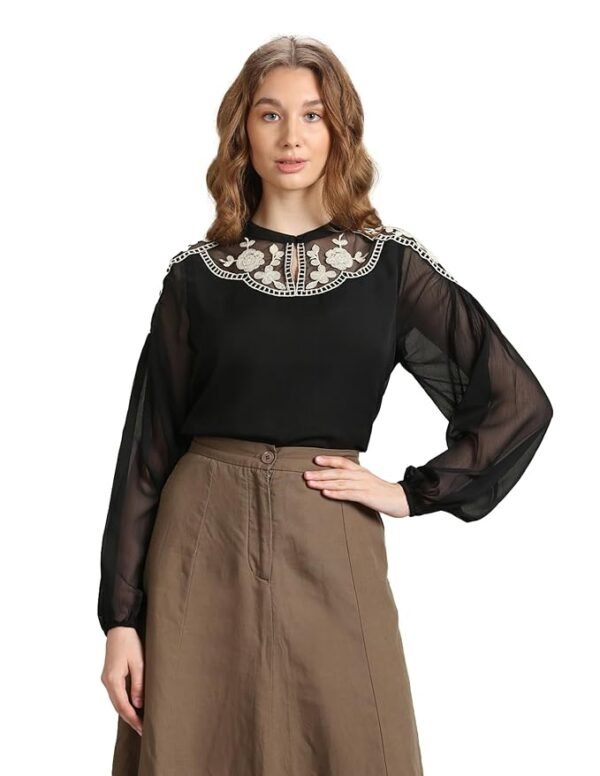 Women's Polyester Regular Fit T-Shirt(Black)