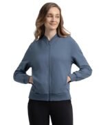 Women's Super Combed Cotton French Terry Drop Shoulder Styled Jacket with Ribbed Cuff and Hem