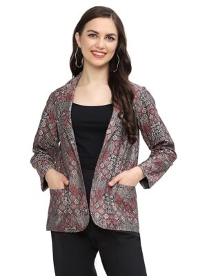 Women Poly Viscose Straight Printed Jacket