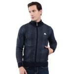Men's Mock Neck Full Sleeve Pullover(Navy Blue)