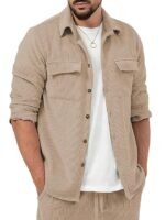 Men Polyester Casual Regular Fit Shirts(Khakhi)