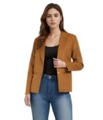 Casual Blazer for Women, Elegant Satin Coat for Office & Party Use( Yellow)