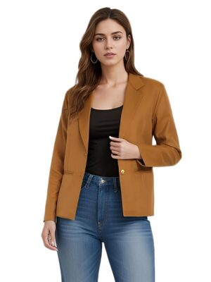Casual Blazer for Women, Elegant Satin Coat for Office & Party Use( Yellow)