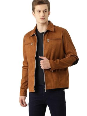 Faux Leather Jacket For Men(Tan)