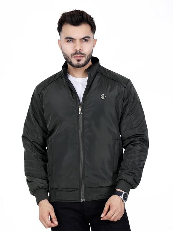 Jacket For Men Casual Zipper Bomber For Winter(Light Green)