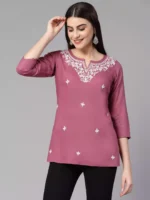 Aiza Kashmiri Pink Short Kurti