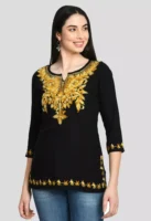 Black Kashmiri Embroidered Short Kurti