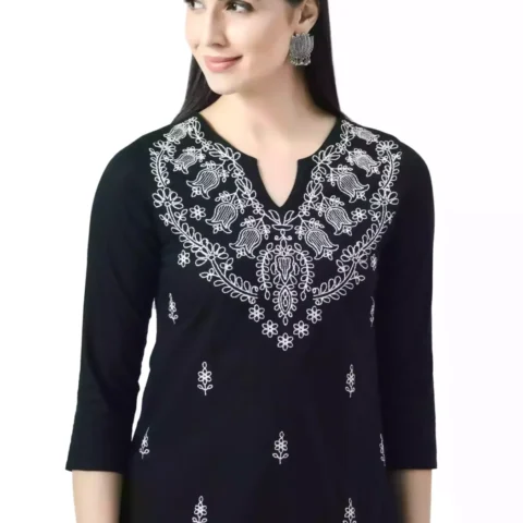 Black Chikankari Short Kurti