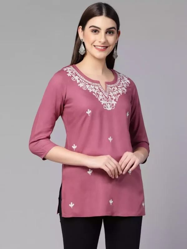 Aiza Kashmiri Pink Short Kurti