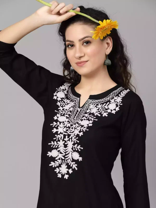 Black Kashmiri Embroidered Short Kurti